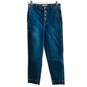 Madewell • Wide Leg Trouser High-Rise Jeans in Medium Blue Wash, Size 24